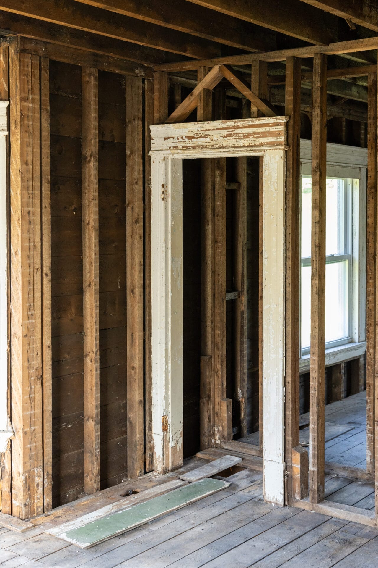 Stud bays along an exterior wall of the Westford house